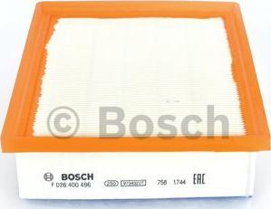 BOSCH F 026 400 496 - Воздушный фильтр, двигатель autospares.lv