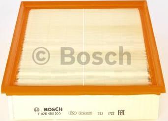 BOSCH F 026 400 555 - Воздушный фильтр, двигатель autospares.lv