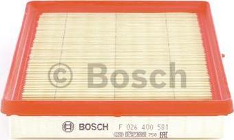 BOSCH F 026 400 581 - Воздушный фильтр, двигатель autospares.lv