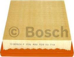 BOSCH F 026 400 025 - Воздушный фильтр, двигатель autospares.lv