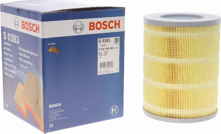 BOSCH F 026 400 383 - Воздушный фильтр, двигатель autospares.lv