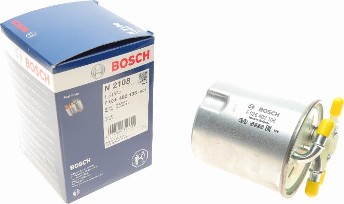 BOSCH F 026 402 108 - Топливный фильтр autospares.lv