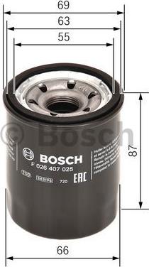 BOSCH F 026 407 025 - Масляный фильтр autospares.lv