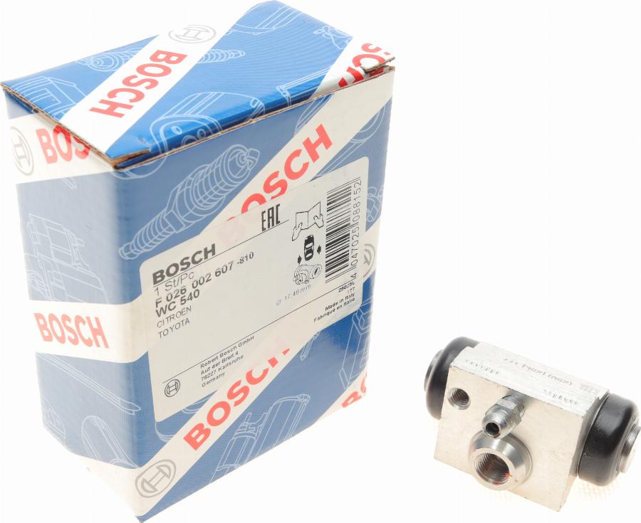 BOSCH F 026 002 607 - Колесный тормозной цилиндр autospares.lv