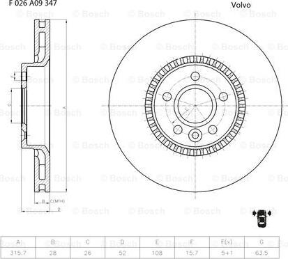 BOSCH F 026 A09 347 - Тормозной диск autospares.lv