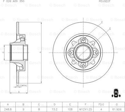 BOSCH F 026 A09 350 - Тормозной диск autospares.lv