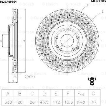 BOSCH F 026 A09 364 - Тормозной диск autospares.lv