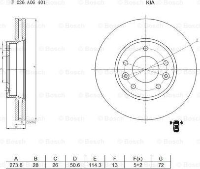 BOSCH F 026 A06 401 - Тормозной диск autospares.lv