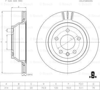 BOSCH F 026 A06 840 - Тормозной диск autospares.lv