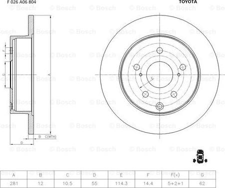 BOSCH F 026 A06 804 - Тормозной диск autospares.lv