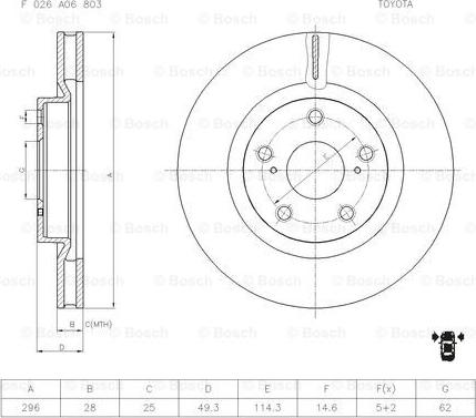 BOSCH F 026 A06 803 - Тормозной диск autospares.lv