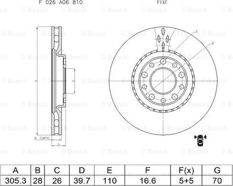 BOSCH F 026 A06 810 - Тормозной диск autospares.lv