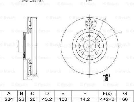 BOSCH F 026 A06 813 - Тормозной диск autospares.lv