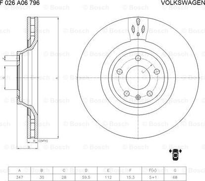 BOSCH F 026 A06 796 - Тормозной диск autospares.lv