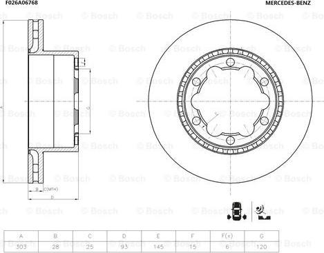 BOSCH F 026 A06 768 - Тормозной диск autospares.lv