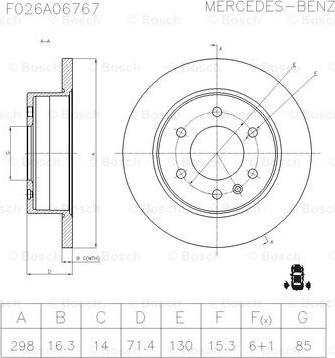 BOSCH F 026 A06 767 - Тормозной диск autospares.lv