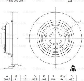 BOSCH F 026 A06 789 - Тормозной диск autospares.lv