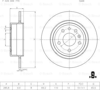 BOSCH F 026 A06 770 - Тормозной диск autospares.lv