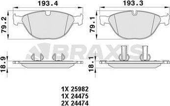 Braxis AA0442 - Тормозные колодки, дисковые, комплект autospares.lv