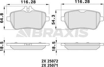 Braxis AA0453 - Тормозные колодки, дисковые, комплект autospares.lv