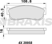 Braxis AA0462 - Тормозные колодки, дисковые, комплект autospares.lv