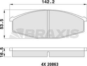 Braxis AA0400 - Тормозные колодки, дисковые, комплект autospares.lv