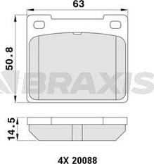 Braxis AA0403 - Тормозные колодки, дисковые, комплект autospares.lv