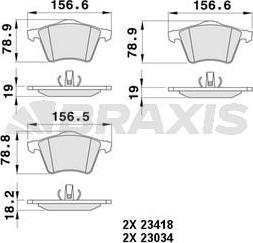 Braxis AA0485 - Тормозные колодки, дисковые, комплект autospares.lv