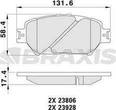 Braxis AA0483 - Тормозные колодки, дисковые, комплект autospares.lv