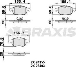 Braxis AA0487 - Тормозные колодки, дисковые, комплект autospares.lv