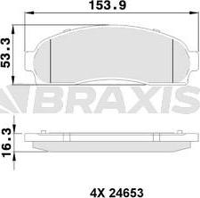Braxis AA0509 - Тормозные колодки, дисковые, комплект autospares.lv