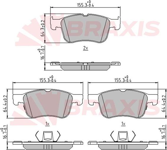 Braxis AA0699 - Тормозные колодки, дисковые, комплект autospares.lv