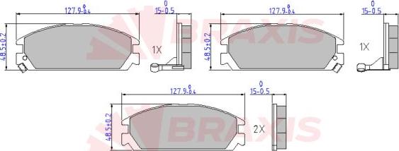 Braxis AA0645 - Тормозные колодки, дисковые, комплект autospares.lv