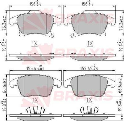 Braxis AA0646 - Тормозные колодки, дисковые, комплект autospares.lv