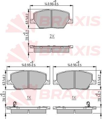 Braxis AA0640 - Тормозные колодки, дисковые, комплект autospares.lv