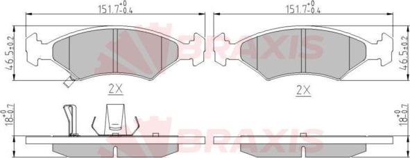 Braxis AA0643 - Тормозные колодки, дисковые, комплект autospares.lv