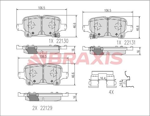 Braxis AA0655 - Тормозные колодки, дисковые, комплект autospares.lv