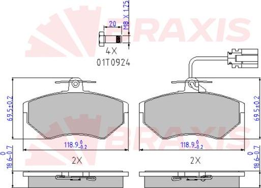 Braxis AA0653 - Тормозные колодки, дисковые, комплект autospares.lv