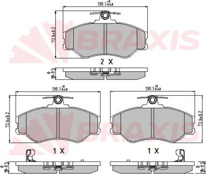 Braxis AA0609 - Тормозные колодки, дисковые, комплект autospares.lv