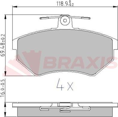 Braxis AA0607 - Тормозные колодки, дисковые, комплект autospares.lv