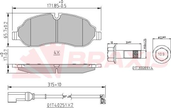 Braxis AA0619 - Тормозные колодки, дисковые, комплект autospares.lv