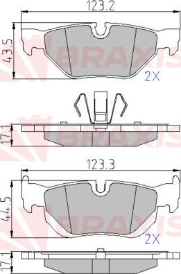 Braxis AA0615 - Тормозные колодки, дисковые, комплект autospares.lv