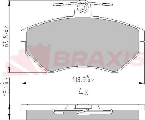 Braxis AA0616 - Тормозные колодки, дисковые, комплект autospares.lv