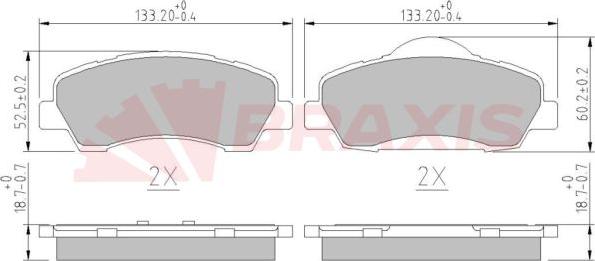 Braxis AA0610 - Тормозные колодки, дисковые, комплект autospares.lv