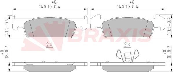 Braxis AA0611 - Тормозные колодки, дисковые, комплект autospares.lv