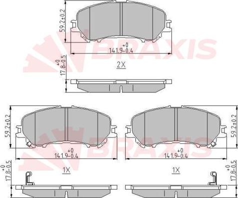 Braxis AA0617 - Тормозные колодки, дисковые, комплект autospares.lv