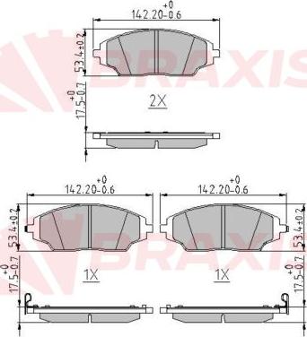 Braxis AA0680 - Тормозные колодки, дисковые, комплект autospares.lv