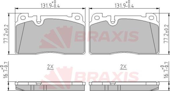 Braxis AA0639 - Тормозные колодки, дисковые, комплект autospares.lv