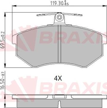 Braxis AA0634 - Тормозные колодки, дисковые, комплект autospares.lv