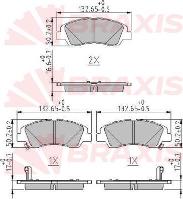 Braxis AA0631 - Тормозные колодки, дисковые, комплект autospares.lv